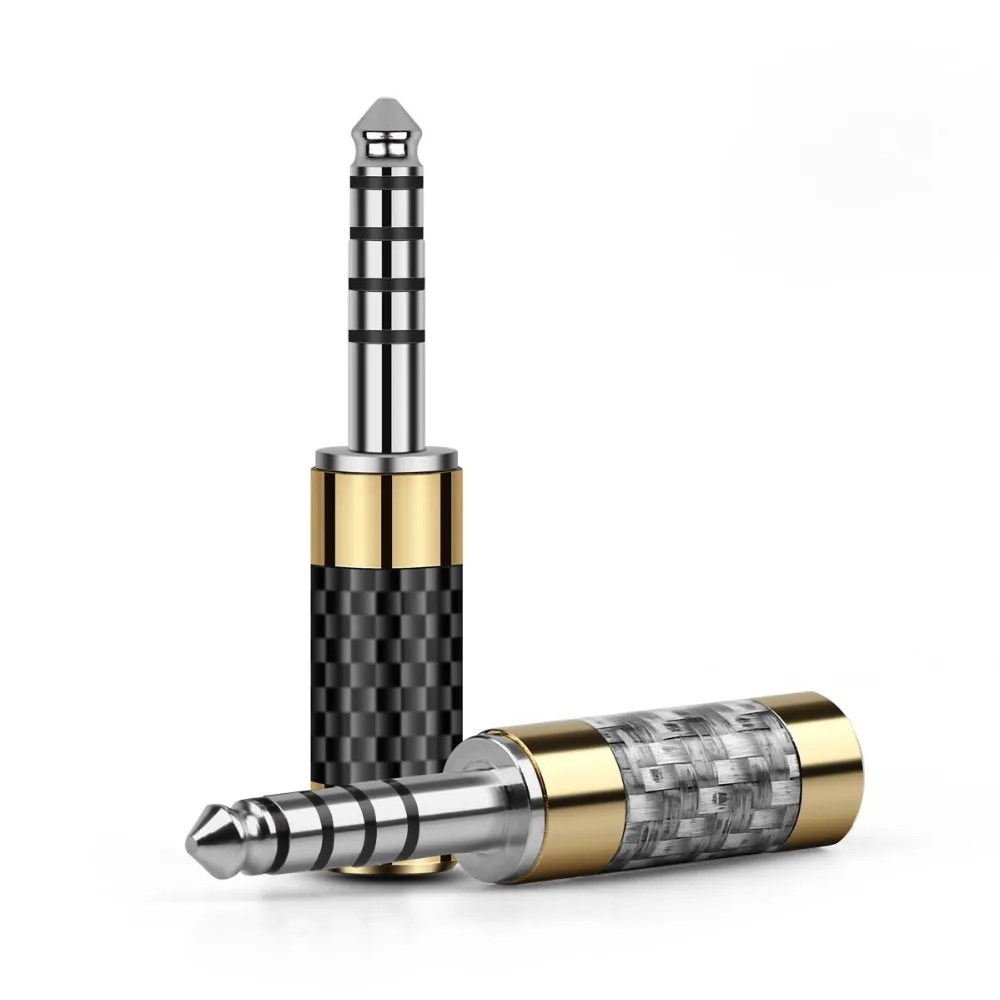 4PCS 4 4mm 5 Pole Audio Connector Balanced Plugs Adapter Carbon Fiber Rhodium Plated Copper Hifi Earphone Plug Headphone Jack