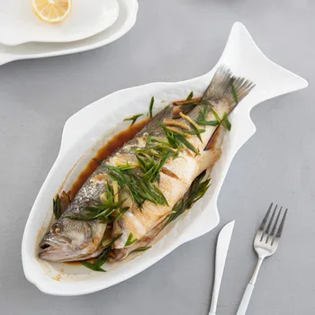 

Home creative personality commercial restaurant ceramic steamed fish plate Meal dish YHJ022601