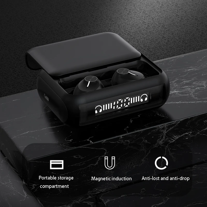 HM70 Bluetooth Headset TWS Bluetooth 5 0 Sports Stereo Wireless Bluetooth Headset with LED Digital Display Charging Box