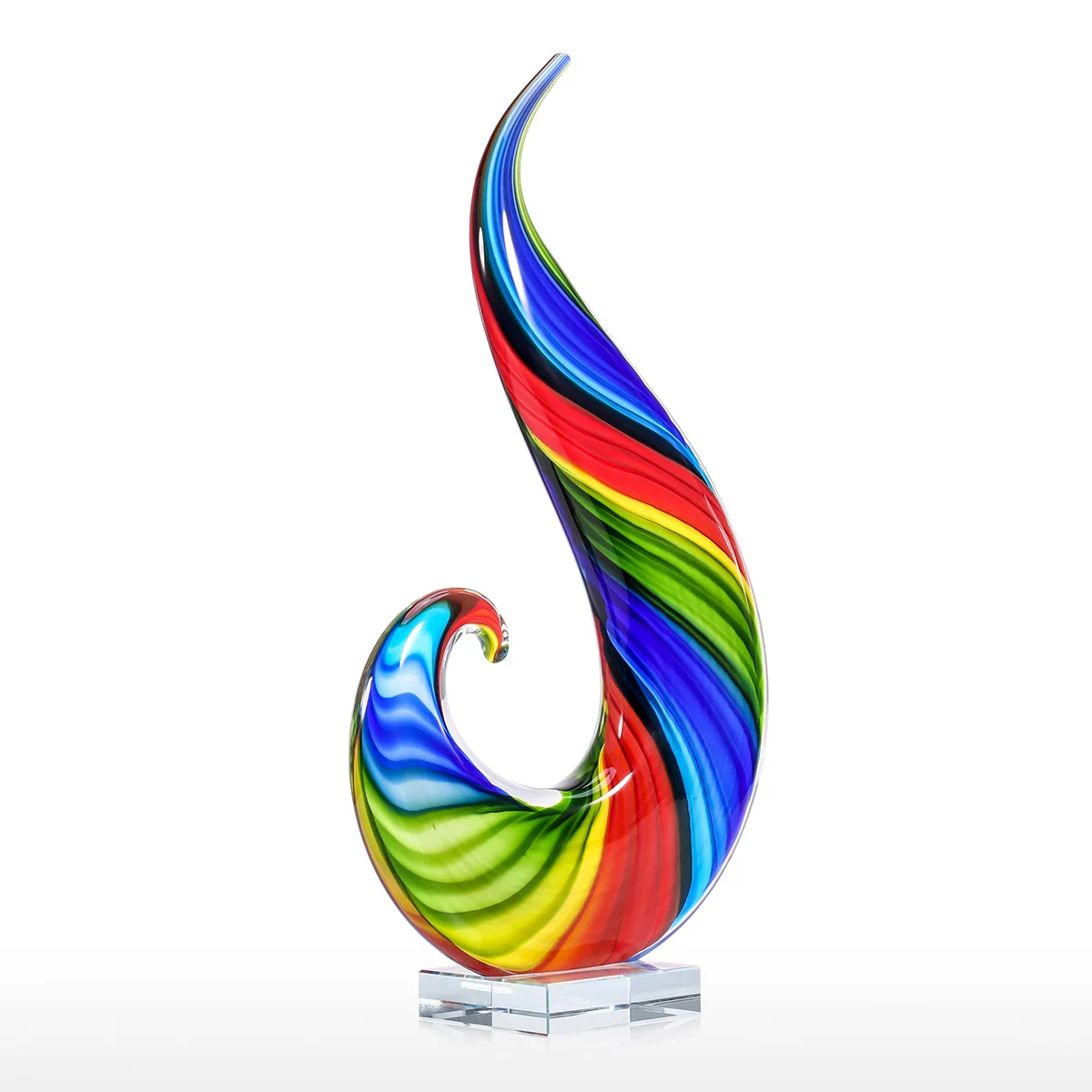 

Hot Rainbow Glass Sculpture Hand Blown Glass Art Style Rainbow Sculpture Figurine Abstract Glass Sculpture Mullticolor Home Deco