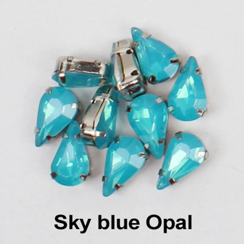 Sky blue SilverClaw Горячее предложение! Распродажа! Падение 6*10 мм/8*13 мм пришить Стразы 10 Опаловый цвет золотой коготь набор смолы декоративные камни для одежды DIY - Цвет: Sky blue SilverClaw