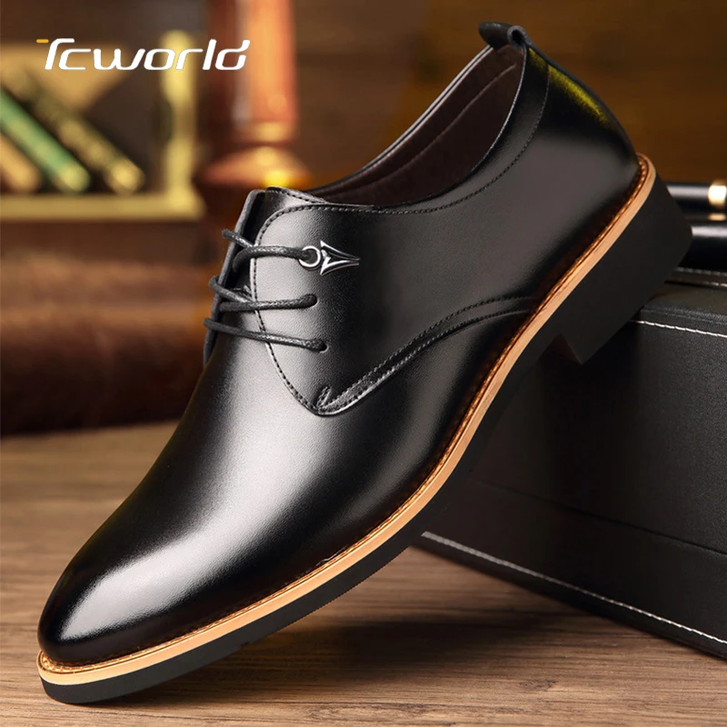 Формальные деловые кожаные туфли мужские дерби простые повседневные свадебные в