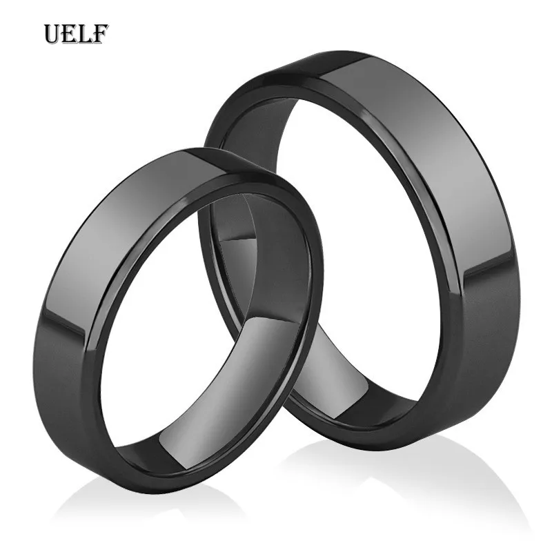 Uelf 4 мм/6 мм классическое обручальное кольцо для мужчин и женщин золото/черный/серебро/розовое цвет нержавеющая сталь размер США