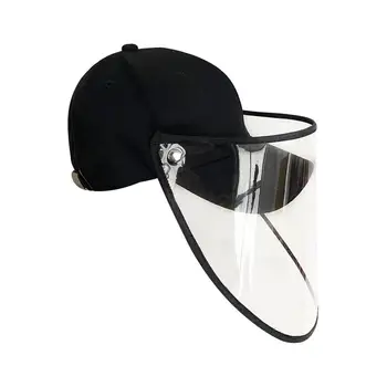 

Protective Hat Cover Foldable Anti-Fog Saliva Baseball Cap Summer Cap Dustproof Cover Detachable Cotton Black Hat