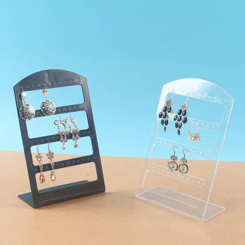 48 Holes Jewelry Organizer Stand Black Plastic Earring Holder Pesentoir Fashion Dangle Earrings Display For Women Rack Etagere