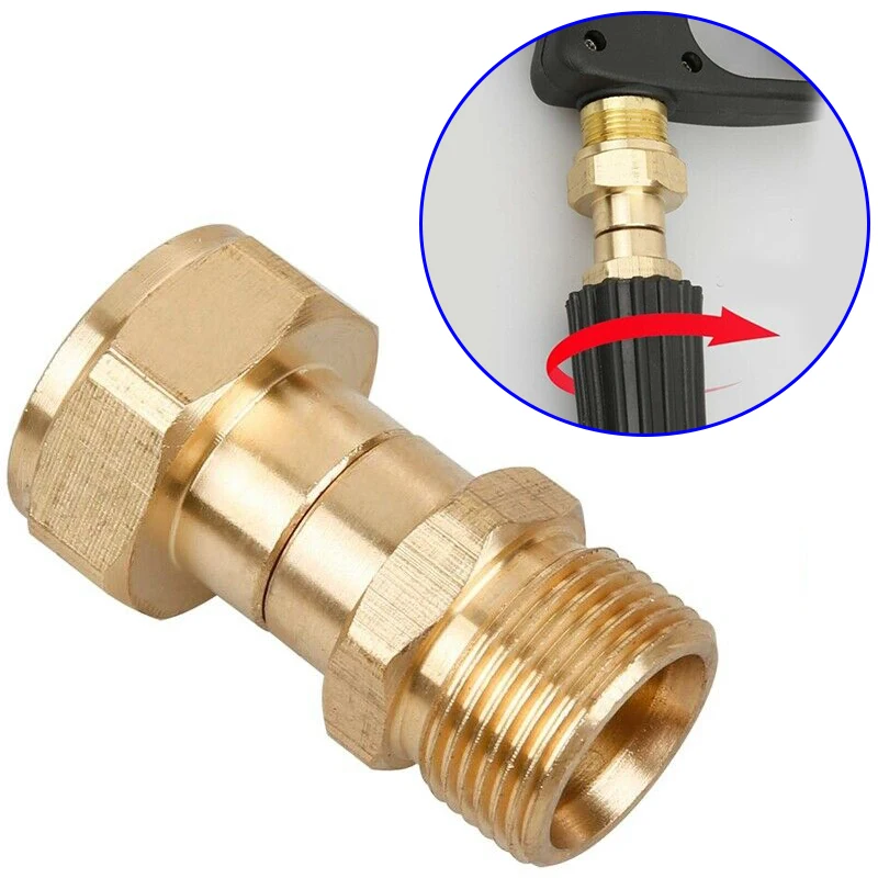 Brass High Pressure Washer Swivel Joint Connector Hose Fitting M22 14mm Thread 360 Degree Rotation Hose Sprayer Connector