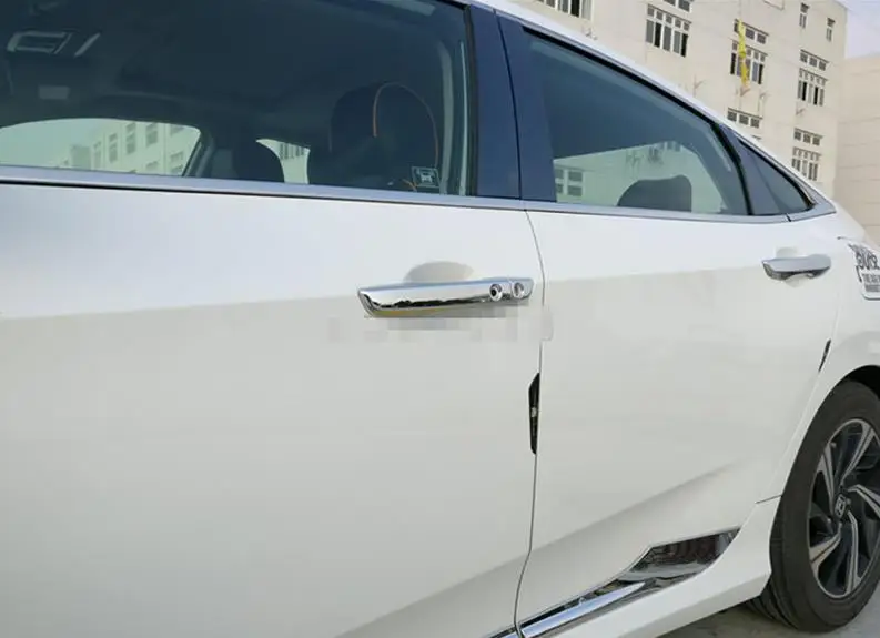 Для Honda Civic 10th Sedan, автомобильный защитный детектор, палочки, рамка, лампа, отделка ABS, хромированная дверная ручка, 8 шт