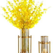 Европейский стиль креативная металлическая стеклянная ваза имитация сухих цветов для гостиной крыльцо Цветочная композиция Американский Настольный светильник класса люкс