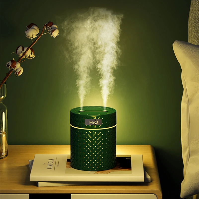 600ML Dual Nozzle Air Humidifier USB Aroma Essential Oil Diffuser Warm Light for Home Ultrasonic Cool Mist Maker Humidificador