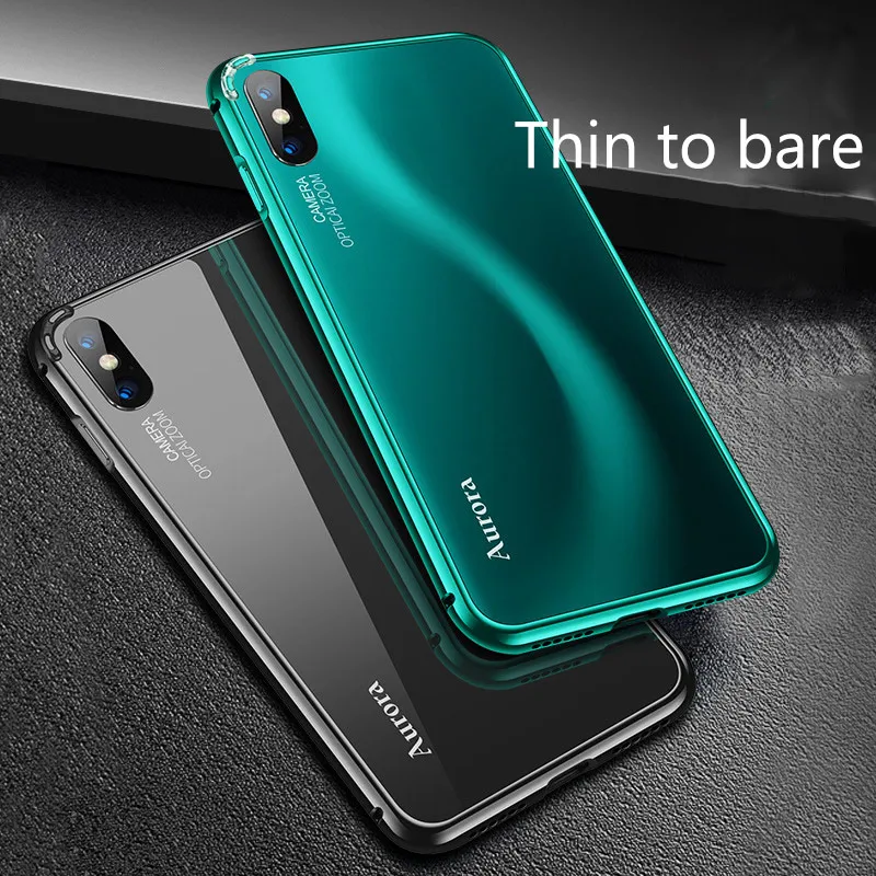 

For iPhone X XS XS Max XR 7 8 Case Metal Frame Shell Ultra-thin Glass Cover for iPhone X XS XS Max XR 7 Plus 8 Plus Caphina