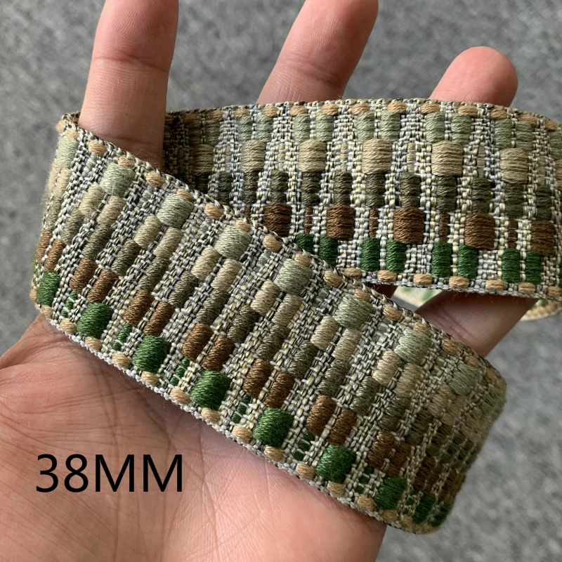 3YARD 3.6-3.8CM Geometric Ethnic Embroidered Lace Trim Jacquard Ribbon for Garment Accessories DIY Craft Making Flower Sewing