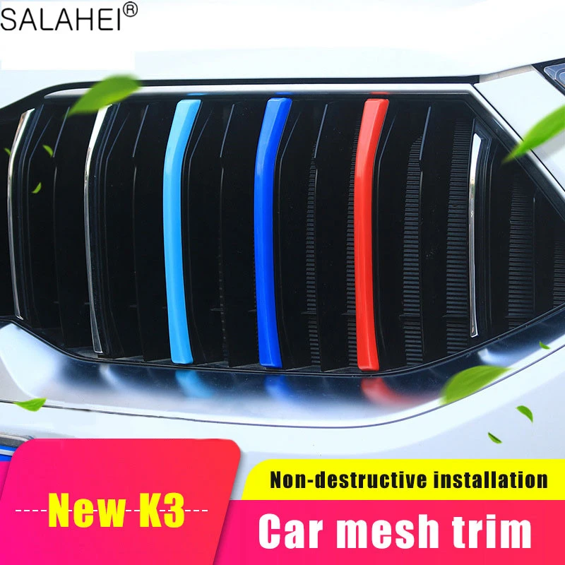 

3Pc ABS Plastic Car Styling Front Bumper Air Grid Decoration Cover Stickers Trim For Kia K3 2019 Auto Accessories