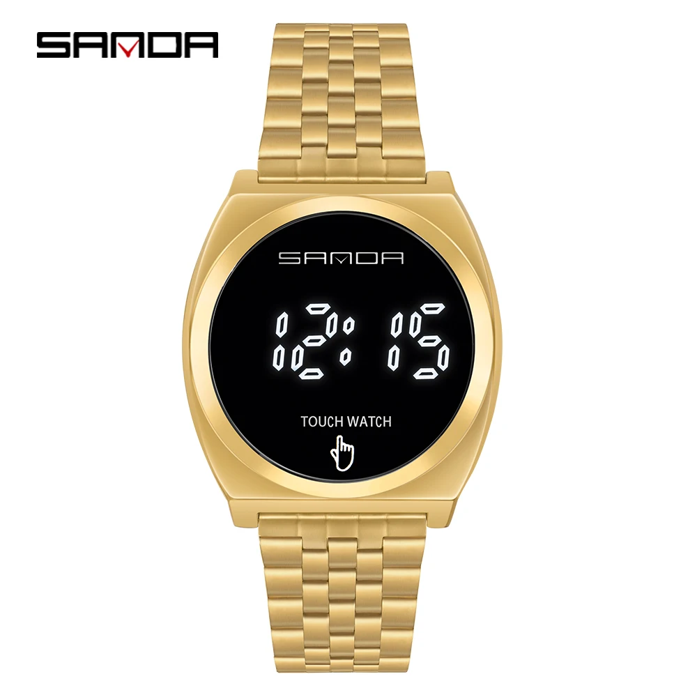 SANDA brand trend fashion personality men's and women's watches multi-function single touch sports electronic watch alarm,