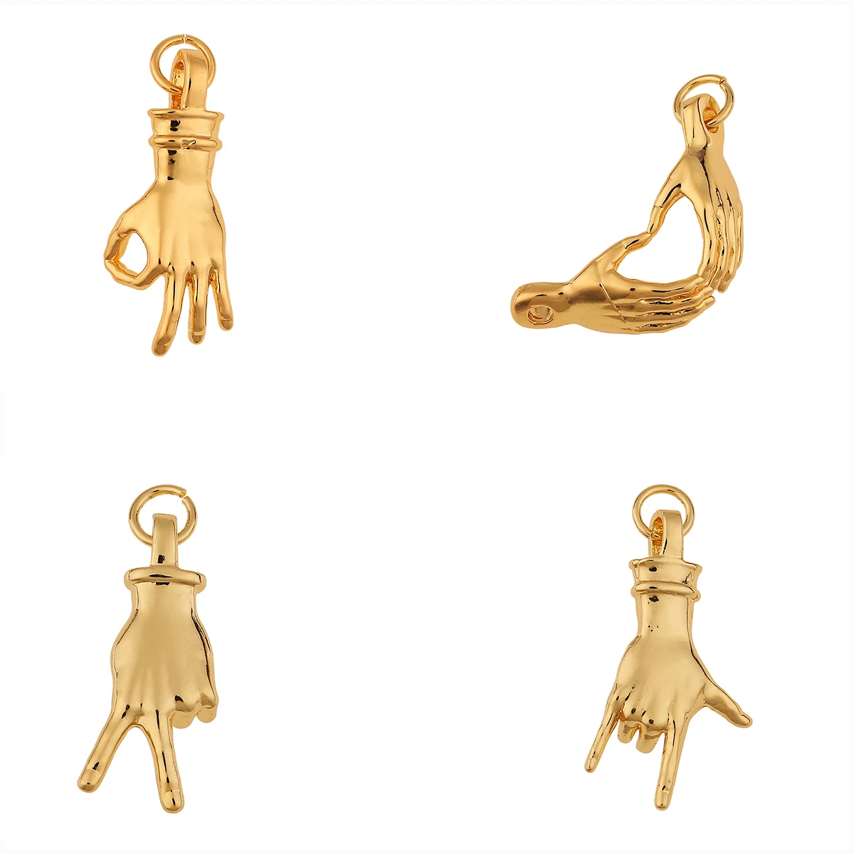 

AAA Hand Gesture Finger Sign Language Charm Pendant Gold Plated Jewelry Necklace Bracelet Making Wholesale Metal Accessories DIY