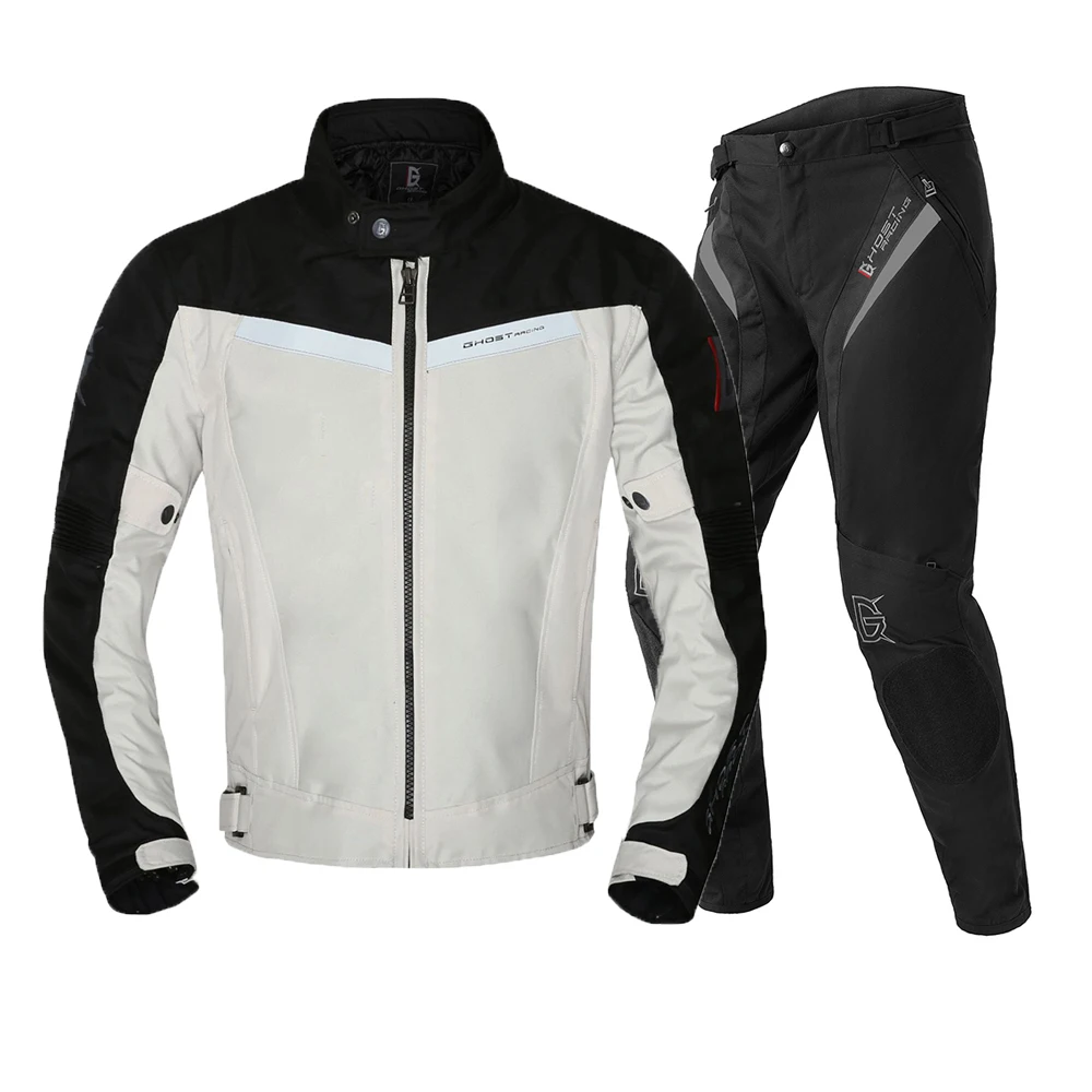 Призрак куртка для мотоспорта Водонепроницаемая Мото куртка+ мото rcycle брюки ветрозащитный гоночный костюм для верховой езды со съемным Linner - Цвет: GR-Y02 WT Set