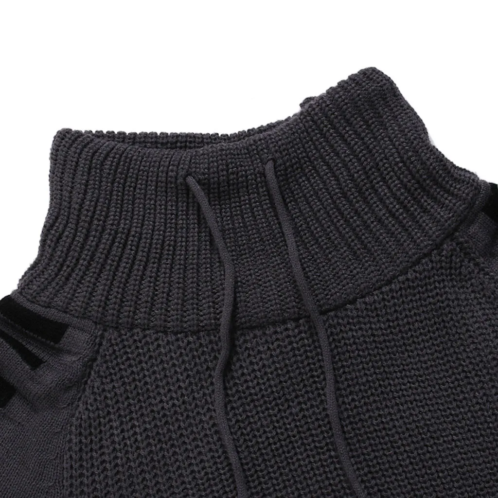 Однотонные вязаные свитера с высоким воротом Свободный пуловер slim fit Теплый брендовый классический свитер мужские качественные пуловеры с длинными рукавами