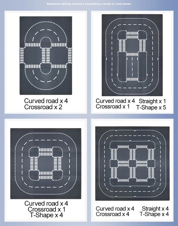 City Road Street Baseplate Straight Crossroad Curve T-Junction Building Blocks 7280 7281 Base Plate compatible LegoINGlys City
