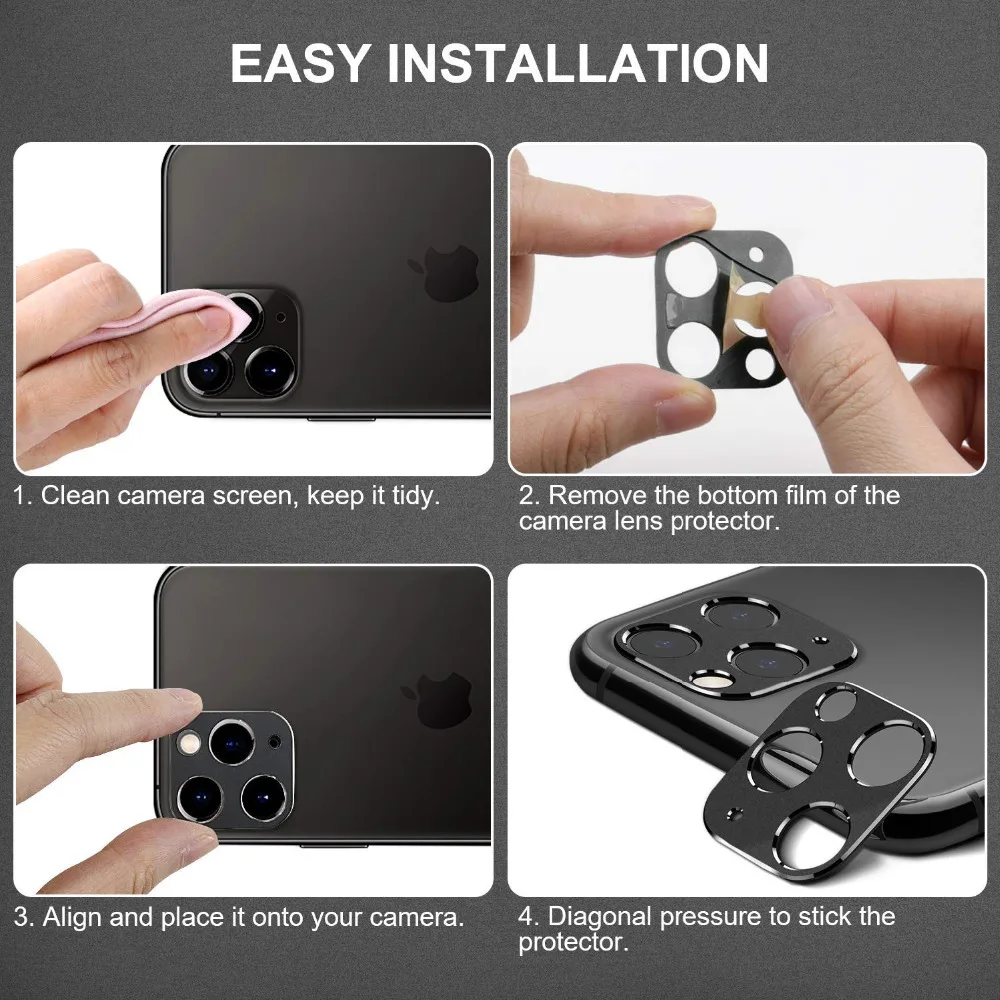 Camera lens Metal Frame + Tempered Glass Back Full Cover Ring For iPhone 11 Pro Max lens Protector Rear Protection Ring линзы (42)