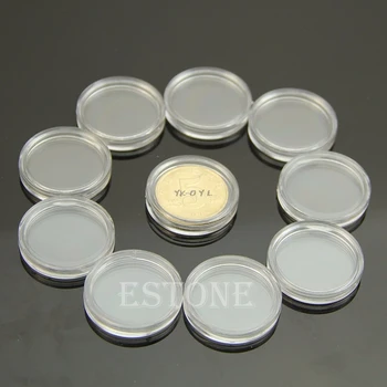 

New 22mm Clear Round Cases Coin Storage Capsules Holder Round Plastic