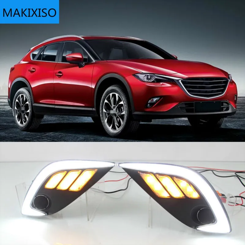 

1 комплект для Mazda CX-4 CX 4 CX4 2016 2017 светодиодный DRL Дневной светильник тумана Дневной светильник желтый сигнальные лампы Авто-Стайлинг