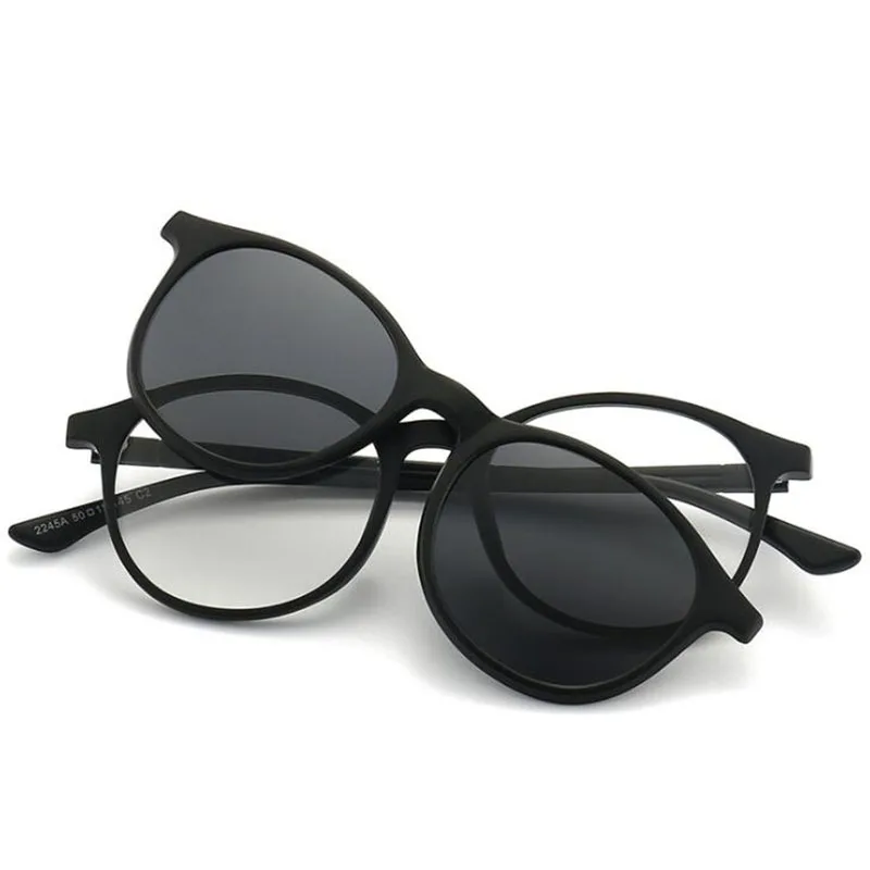 2245 Magnet Clip Round Myopia Glasses 0 -0.5 -1.0 -2.0 To -6.0 , Hyperopia Sunglasses +0.5 +1.0 +2.0 To +6 2