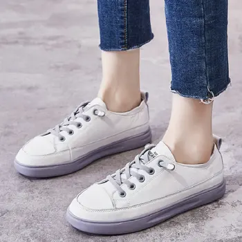 

Sianie Tianie 2020 autumn spring genuine real leather casual woman's shoes lace-up women flats shoes walking leisure sneakers