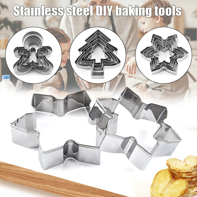 Christmas Cookie Cutter Tools Stainless Steel Gingerbread Men Shaped Holiday Biscuit Mold Kitchen Cake Decorating Tool L |