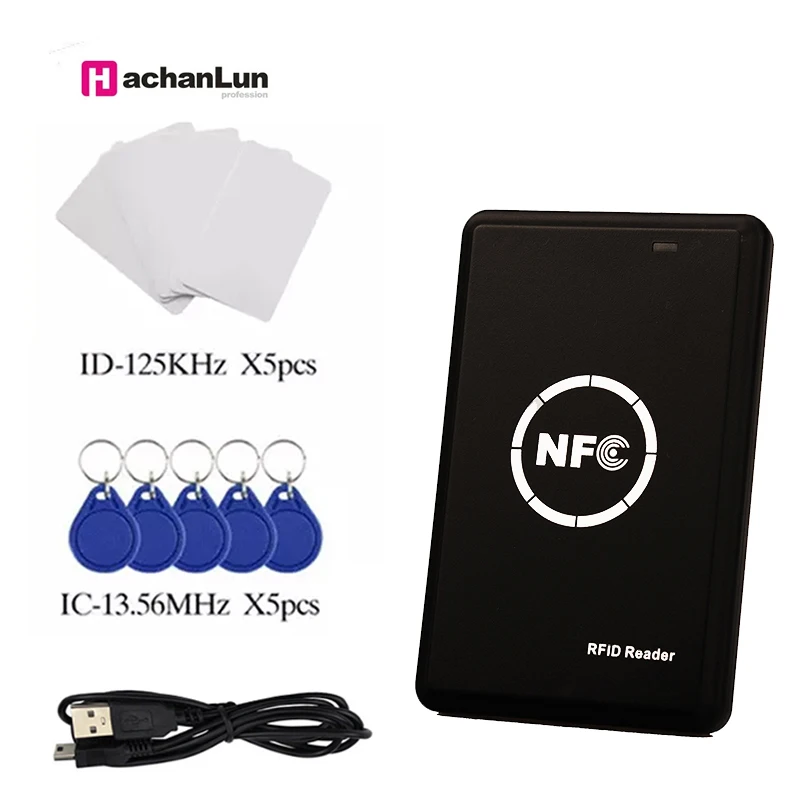 RFID Card Reader Copier Duplicator 125KHz Key fob NFC Smart Card Reader Writer 13.56MHz Encrypted Programmer uid keyfobs
