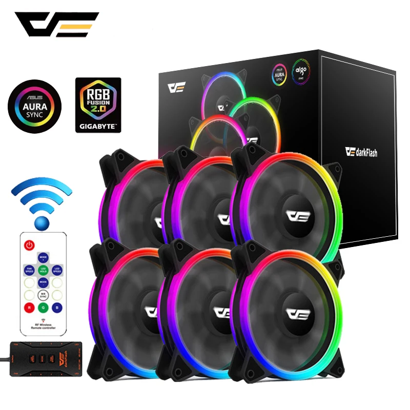 DarkFlash DR12 Pro ПК чехол RGB вентилятор 120 мм AURA SYNC 5 В/3 контакта тихий кулер ЦП