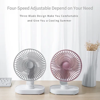 

Quiet Desktop Fan, 4-Stop High Wind Mini USB Fan Rotates Around 90 degree Built-in Rechargeable Lithium Battery