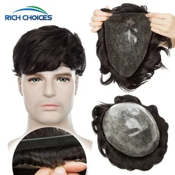Rich Choices Men Toupee 0.24mm Full Pu Skin Hair Replacement System 30mm Wavy Hair Prosthesis 100% Density Male Hair Extensions