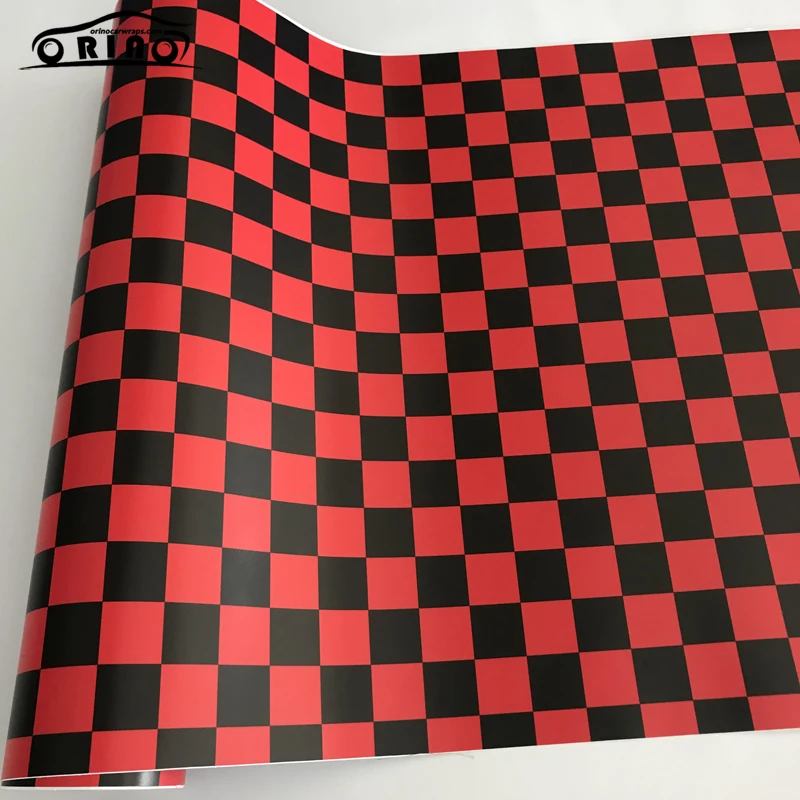 Black Red Checkered Flag Vinyl Wrap Sticker-6