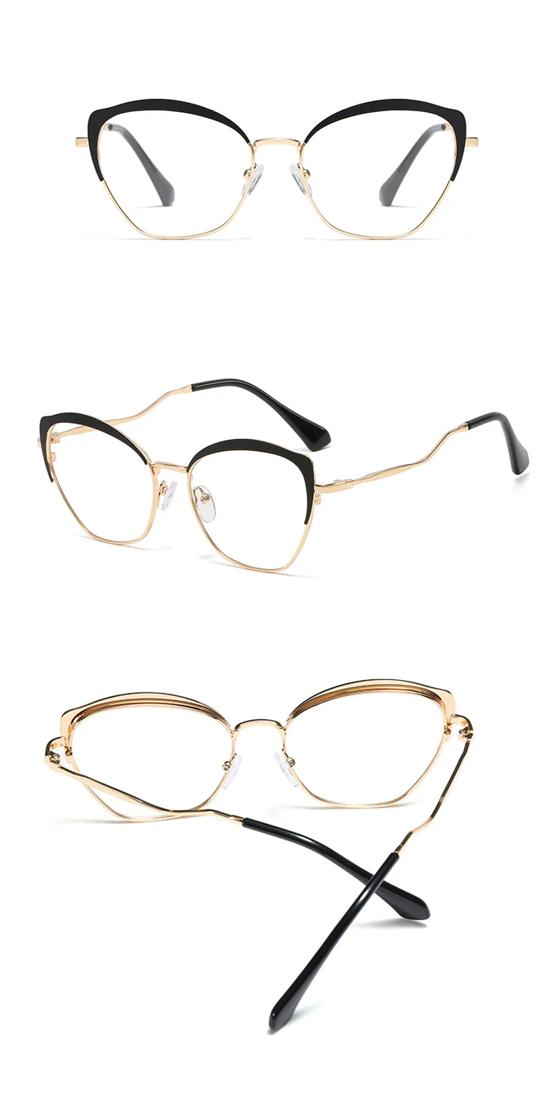 Peekaboo Модные металлические очки оправа «кошачий глаз» золотые черные белые женские очки Оптические прозрачные линзы подарки на день рождения для женщин