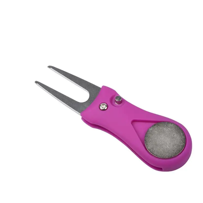 

Foldable Stainless Steel Golf Divot Tool with Pop-up Button Golf Ball Maker Repair Kit Fork Golfer Training Accessory
