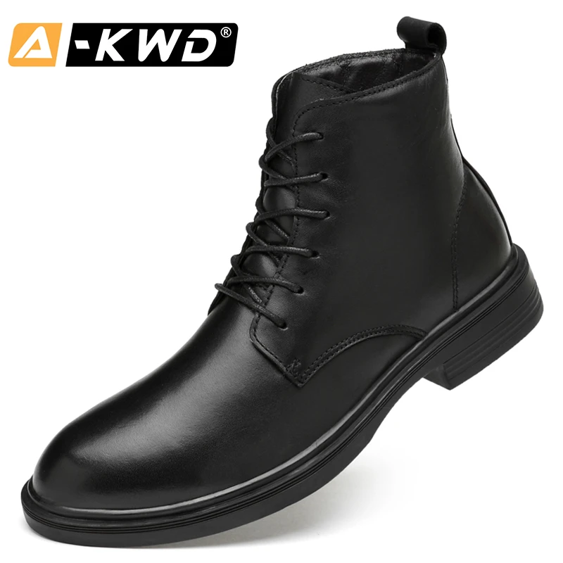 Botas de invierno con cordones para hombre, botines de color negro con cordones, primavera, otoño e invierno, tallas 37 47|Botas básicas| - AliExpress