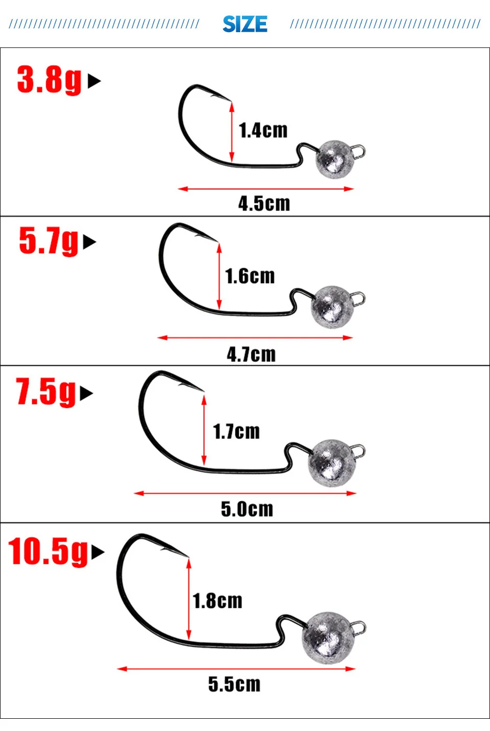 GLUREE-10pcs-3.8g-5.7g-7.5g-10.5g-Lead-Head-Hook-Sea-Fishing-Hook-Jig-Crank-Hook-Fishhooks-Soft-Worm-Carp-Fishing-Accessories_04
