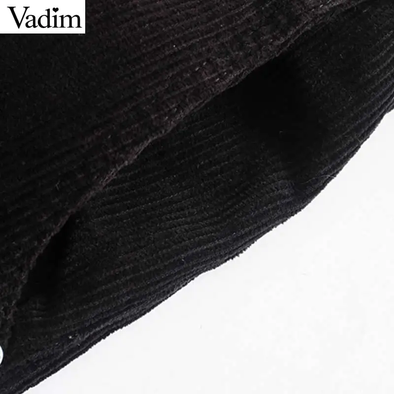 Vadim, Женские базовые вельветовые Широкие штаны, на молнии, с карманами, украшенные, однотонные, женские, длиной до лодыжки, длинные штаны, KB204