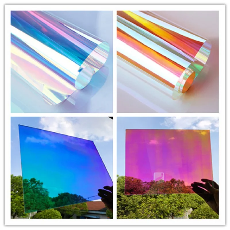 Rainbow Effect Decorative Window Film Dichroic Iridescent Rainbow for  Decoration Acrylic Home Office 45cm x 500cm