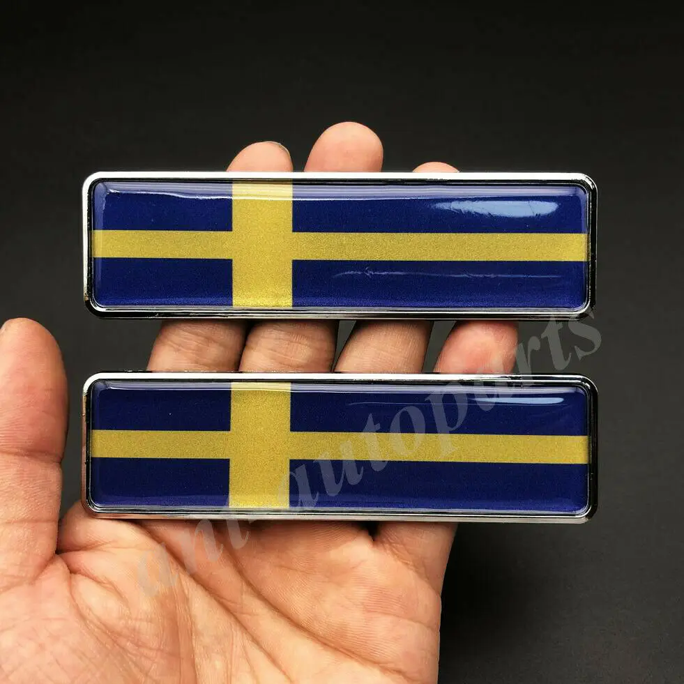 

2x Metal Sweden Flag Car Emblem Badge Gift Saab Motorcycle Sticker Fairing