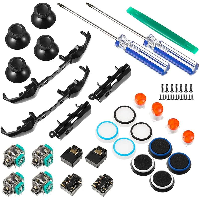 Replacement Game Controller Kit, Thumbsticks Grips Cap, Joystick,Bumpers, ABXY Buttons, For  ONE S Controller 1708