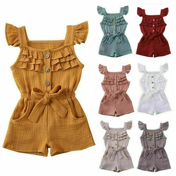 

7 Color Infant Kids Baby Boy Girls Clothes Romper Jumpsuit Sleeveless Cotton and Linen Summer Outfits