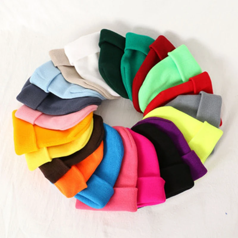 

Candy Color Baby Hat Scarf Cute Baby Winter Hat For Kids Solid Pointy Hats Boys Girls knitted Warm Beanie Hair Accrssories