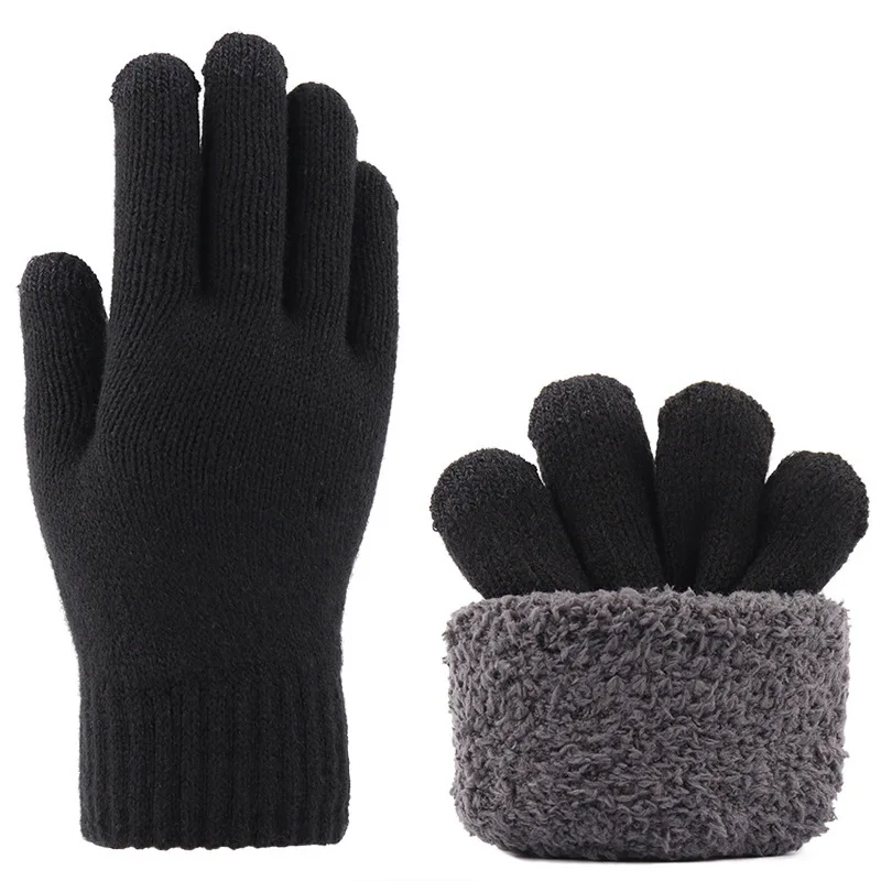 Winter New Man Keep Warm Touch Screen Plus Velvet Inside Thicken Knitting Gloves Wear-Resistant Anti-Slip Solid Fashion Male Sof men's gloves