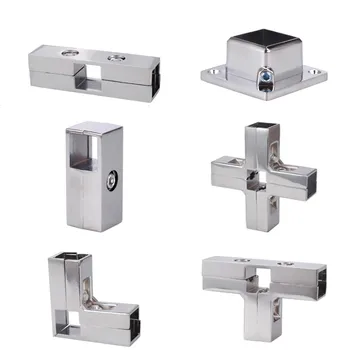 

25x25MM Square Pipe Joint Tee-way Connector Stainless Steel shelf tube support Flange Seat Fixed Parts DIY shelf Rod holder