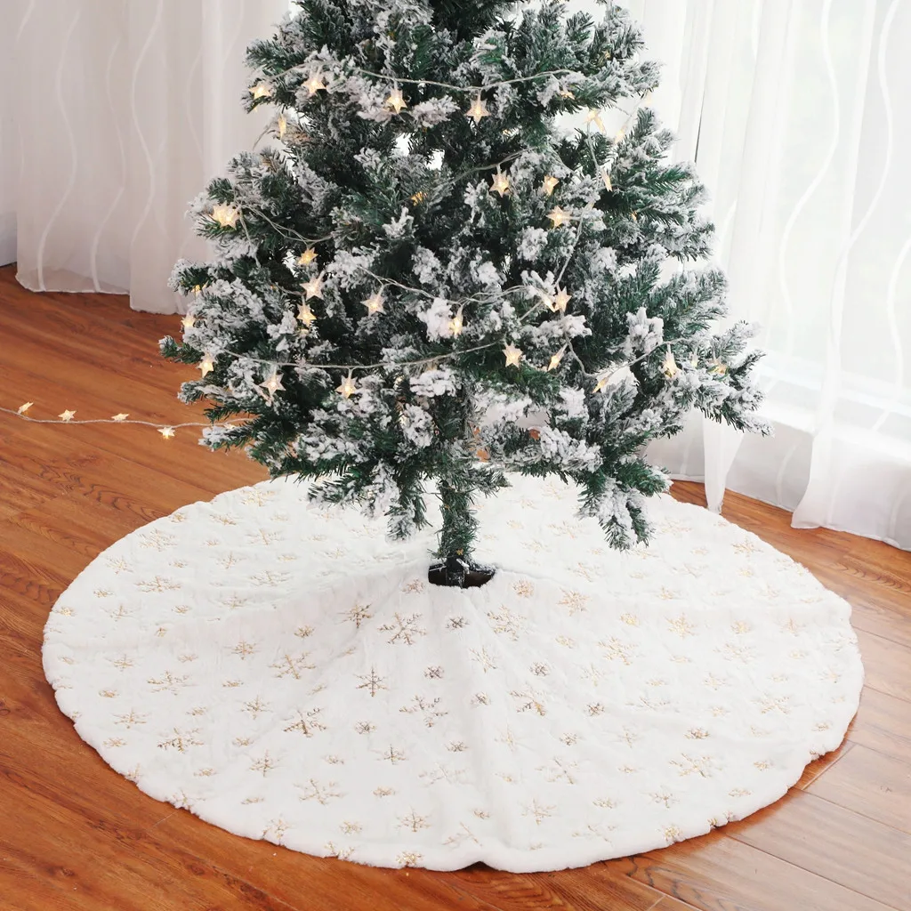 

Plush sequins embroidered Christmas tree skirt Plush Beads White Embroidered Christmas Tree Skirt Christmas Tree Decorations