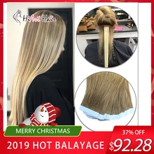 HiArt 2,5 г/шт. человеческие волосы для наращивания на ленте, натуральные человеческие волосы remy, волосы на Клейкой Ленте, двойная лента натуральные волосы 1" 20" 22"