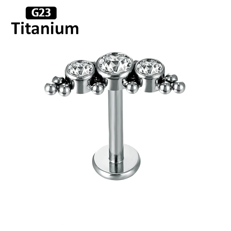 New G23 Titanium Labrert Sell Hot Perforated With Built-in Spiral Stud Ears Lip Stud And Ear Bone Stud Piercing Body Jewelry 16G 