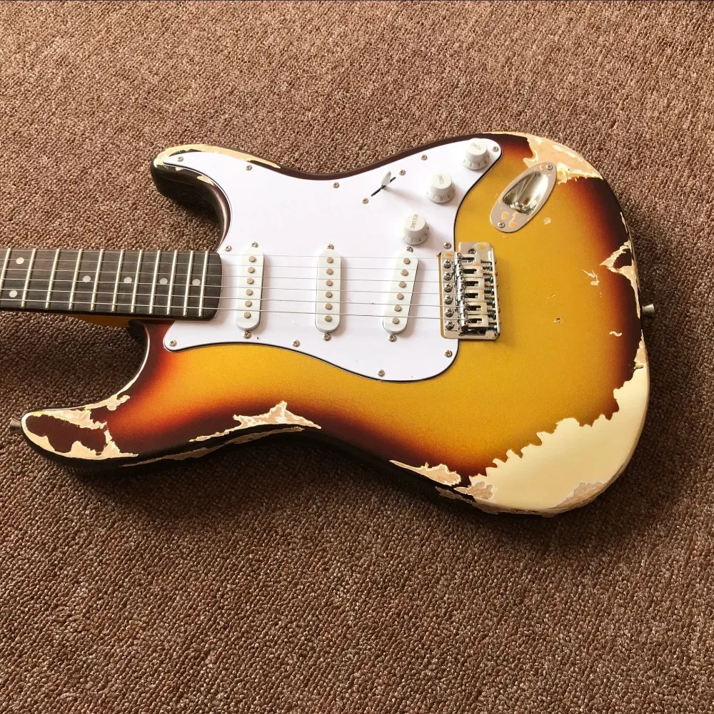 Новая, 6 струн палисандр гриф электрогитара, Sunburst Цвет gitaar relics от руки гитара ra. Реальные фотографии