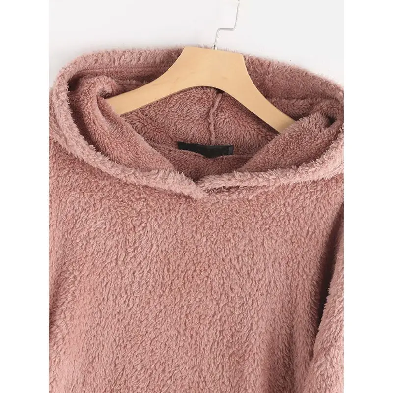  Womens Plus Size Winter Thicken Plush Hooded Sweatshirt Cute Lazy Cat Cartoon Printed Loose Asymmet