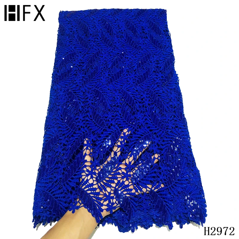 HFX африканская кружевная ткань с вышивкой хлопок шнурок кружево с вышивкой Роскошная блесток сетчатая вышивальная ткань для вечерние платья F2972
